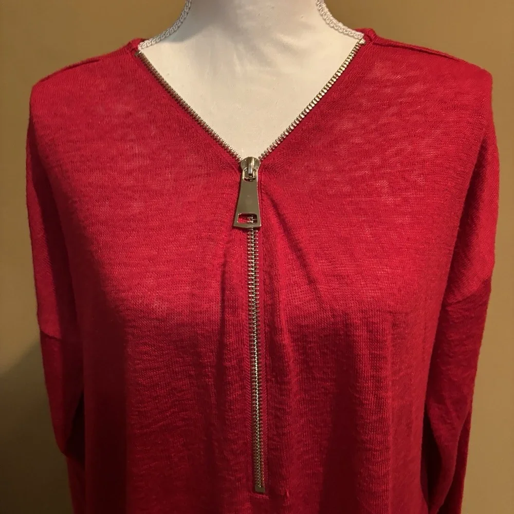 Soft Surroundings Women's  Valentina Zip Sweater Sangria Red Size‎ petite Xl